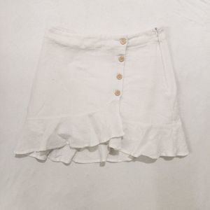 Polly • White Linen Miniskirt